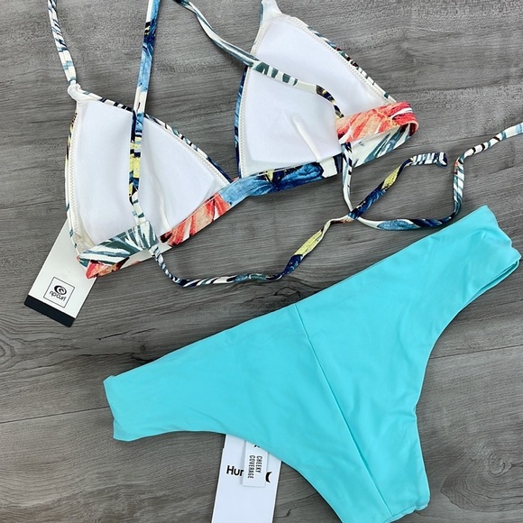 ☀️HURLEY☀️RIP CURL☀️CROSS BACK TRI HIPSTER SURF BOTTOM BIKINI SET - Picture 12 of 14